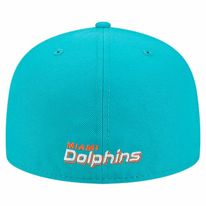 Miami Dolphins New Era Overlap Wordmark 59FIFTY Fitted Hat - Aqua sale