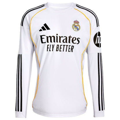 Jude Bellingham Real Madrid 2025/26 Home Replica Long Sleeve Jersey - White | Adidas cheap