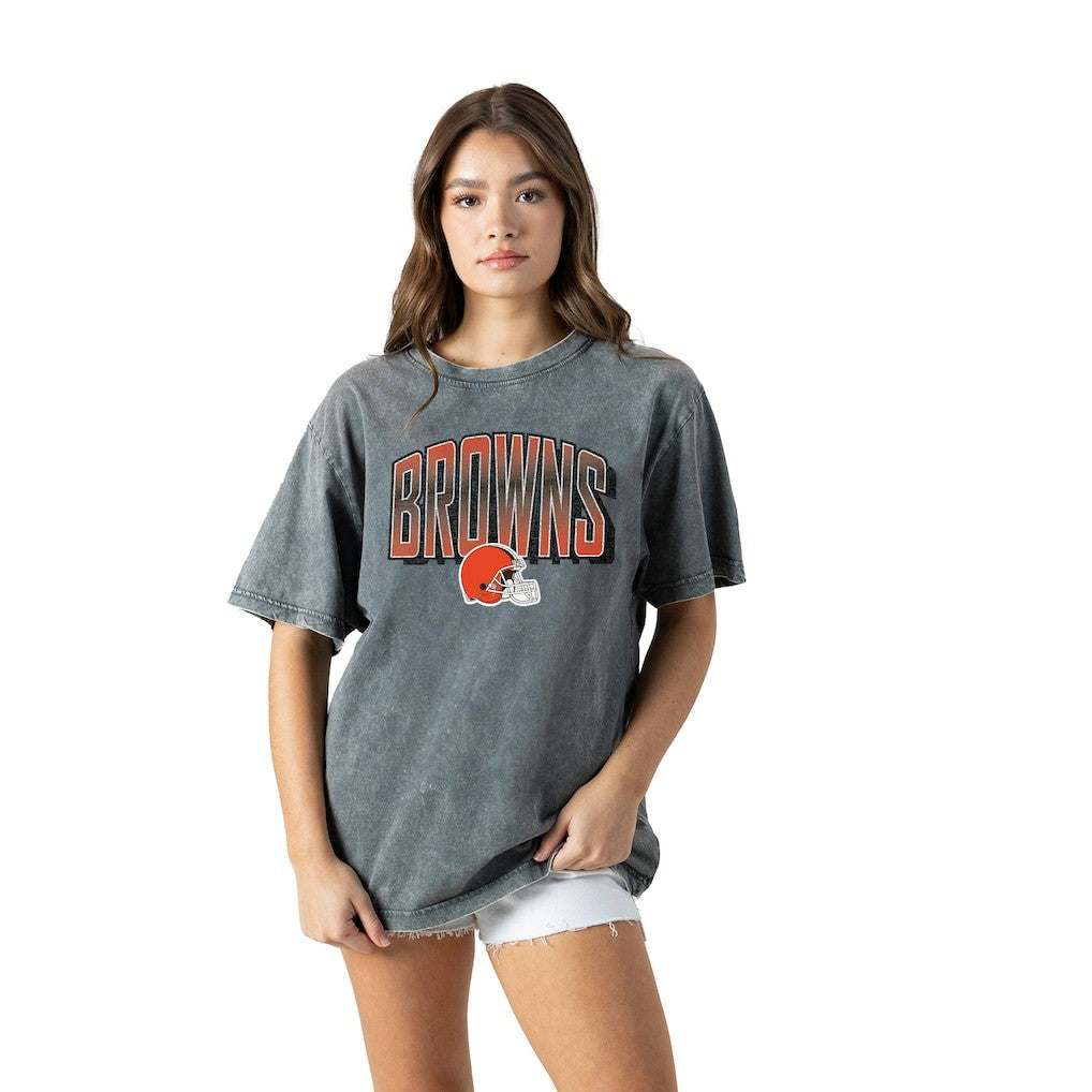 Cleveland Browns Gameday Couture Women's Peak Performance Oversized Snow Wash T-Shirt - Gray sale
