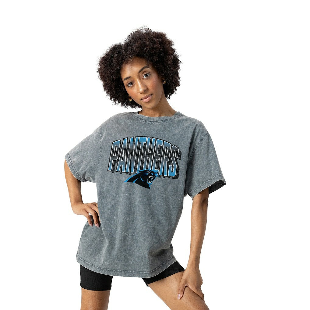 Carolina Panthers Gameday Couture Women's Peak Performance Oversized Snow Wash T-Shirt - Gray on sale