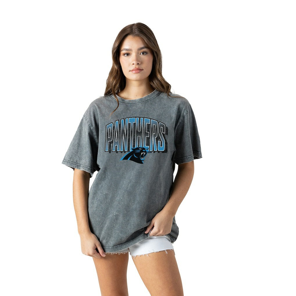 Carolina Panthers Gameday Couture Women's Peak Performance Oversized Snow Wash T-Shirt - Gray on sale