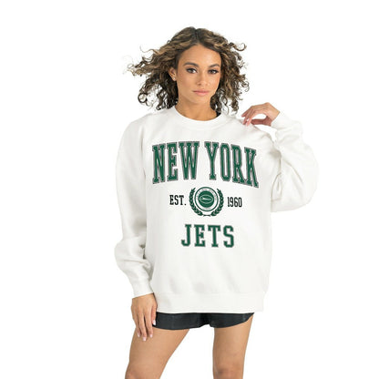 New York Jets Gameday Couture Women's Timeless Triumph Premium Fleece Pullover Sweatshirt - White on sale