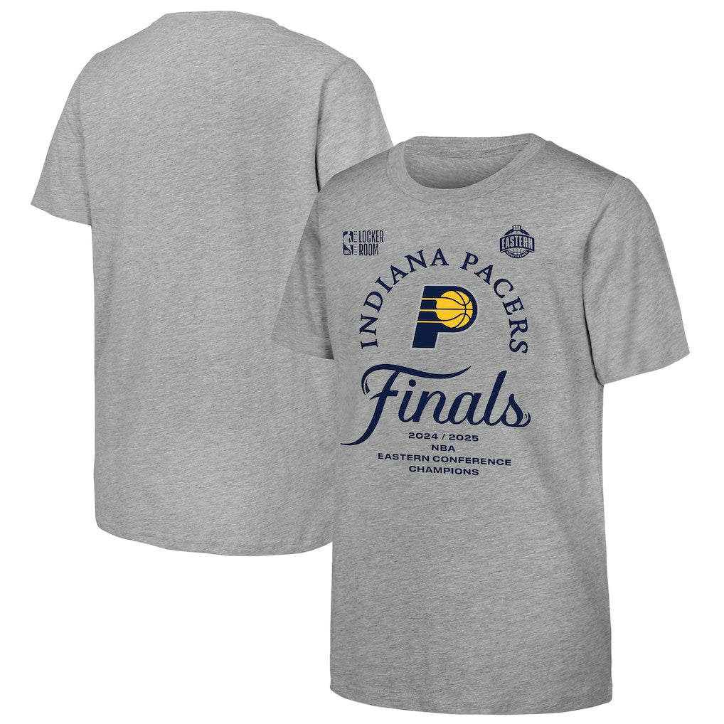 Indiana Pacers Youth Heather Gray 2025 Eastern Conference Champions Locker Room T-Shirt for sale