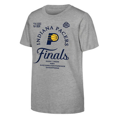 Indiana Pacers Youth Heather Gray 2025 Eastern Conference Champions Locker Room T-Shirt for sale