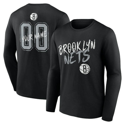 Brooklyn Nets Hustle Custom Long Sleeve T-Shirt - Black online