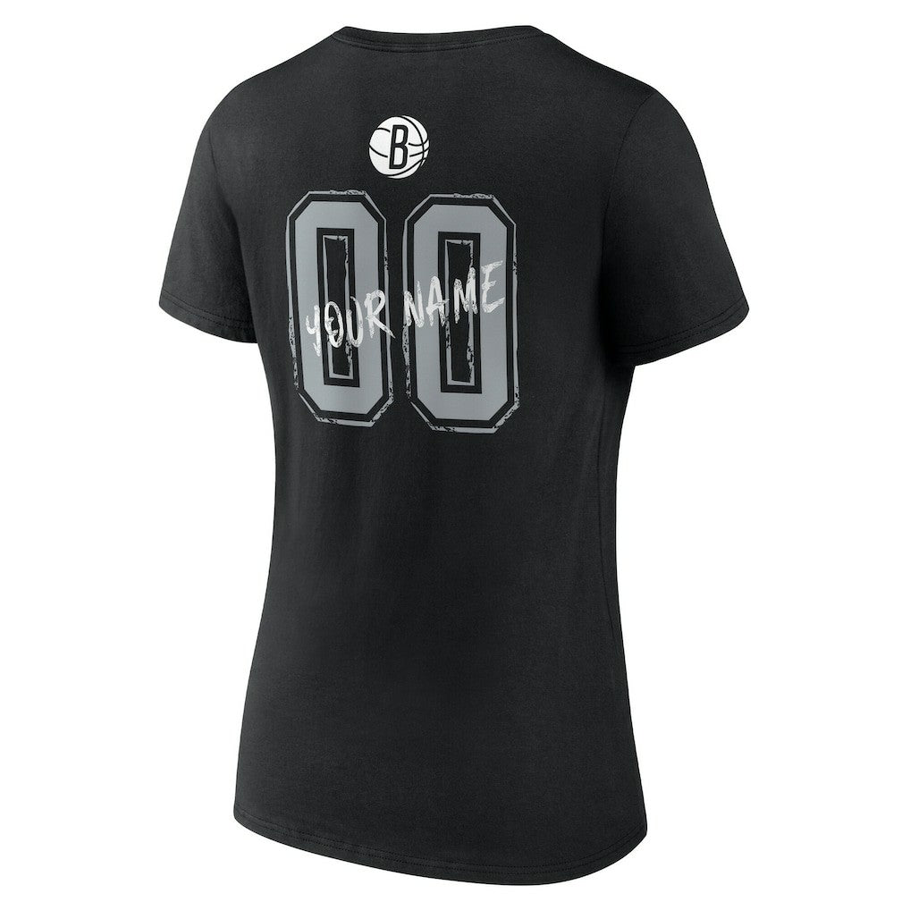 Brooklyn Nets Women's Hustle Custom V-Neck T-Shirt - Black sale