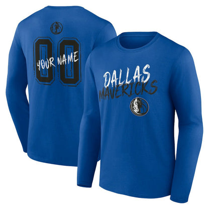 Dallas Mavericks Hustle Custom Long Sleeve T-Shirt sale - Blue on sale