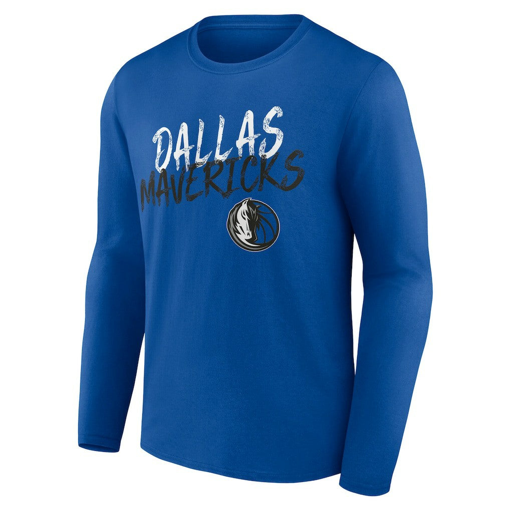 Dallas Mavericks Hustle Custom Long Sleeve T-Shirt sale - Blue on sale