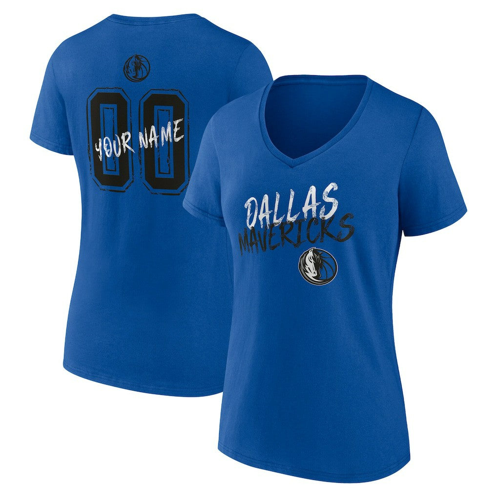 Dallas Mavericks Women's Hustle Custom V-Neck T-Shirt sale - Blue shop