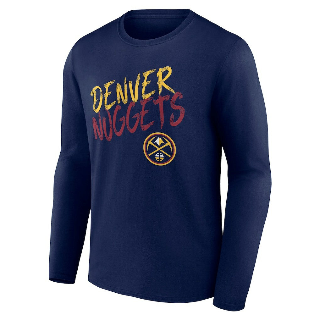 Denver Nuggets Hustle Custom Long Sleeve T-Shirt sale - Navy on sale