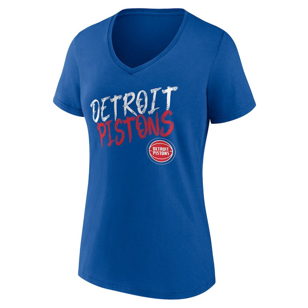 Detroit Pistons Women's Hustle Custom V-Neck T-Shirt sale - Blue for sale