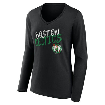 Boston Celtics Women's Hustle Custom Long Sleeve V-Neck T-Shirt - Black outlet