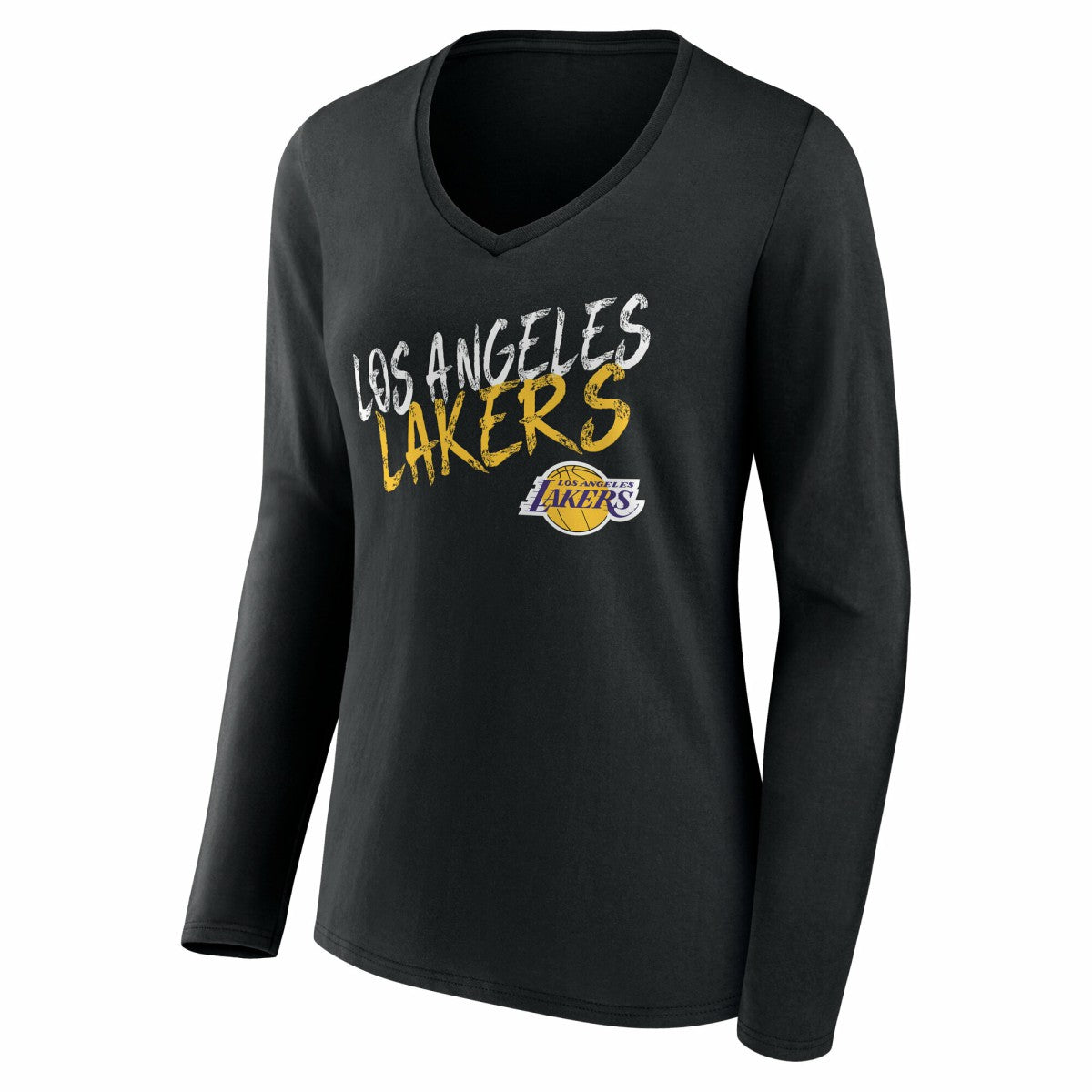 Los Angeles Lakers Women's Hustle Custom Long Sleeve V-Neck T-Shirt - Black discount