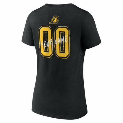 Los Angeles Lakers Women's Hustle Custom V-Neck T-Shirt - Black cheap