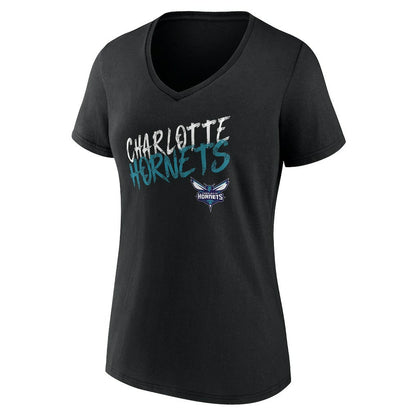 Charlotte Hornets Women's Hustle Custom V-Neck T-Shirt - Black for sale