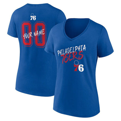 Philadelphia 76ers Women's Hustle Custom V-Neck T-Shirt - Royal sale