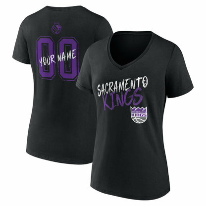 Sacramento Kings Women's Hustle Custom V-Neck T-Shirt - Black on sale
