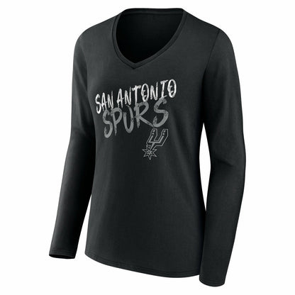 San Antonio Spurs Women's Hustle Custom Long Sleeve V-Neck T-Shirt - Black sale