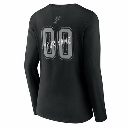 San Antonio Spurs Women's Hustle Custom Long Sleeve V-Neck T-Shirt - Black sale