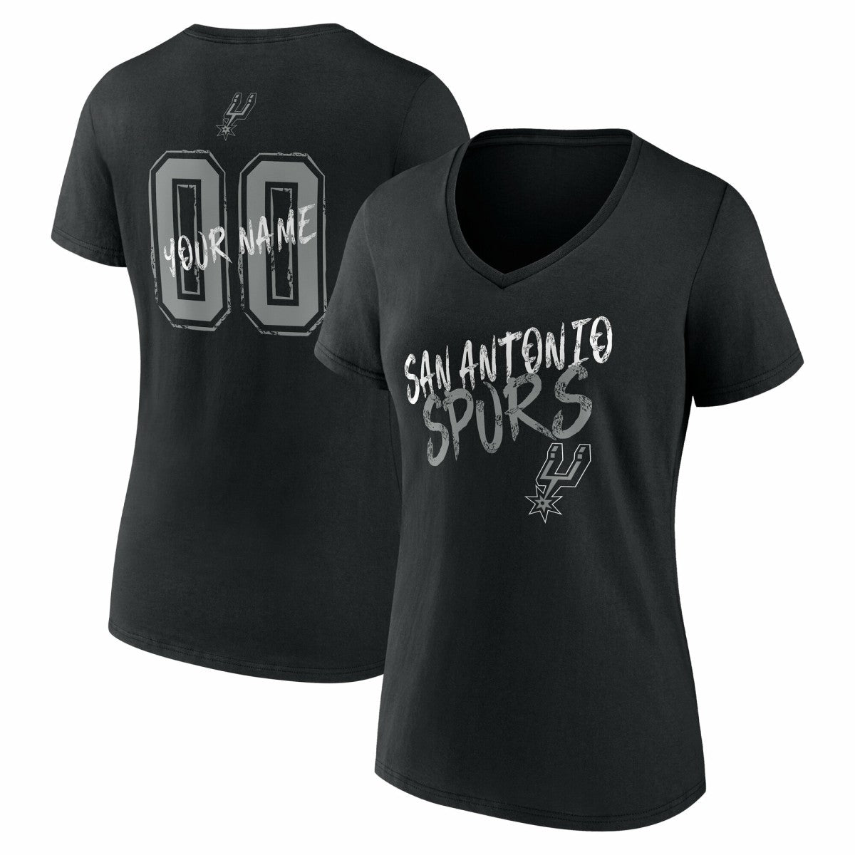 San Antonio Spurs Women's Hustle Custom V-Neck T-Shirt - Black discount