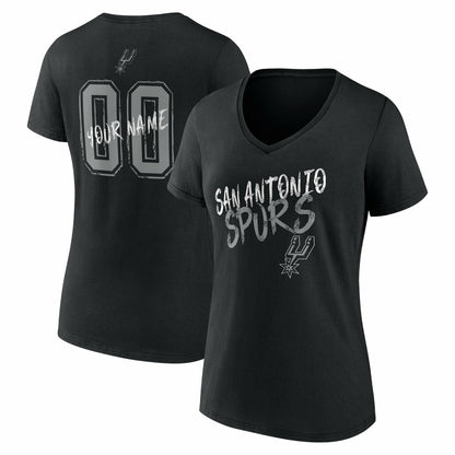 San Antonio Spurs Women's Hustle Custom V-Neck T-Shirt - Black discount