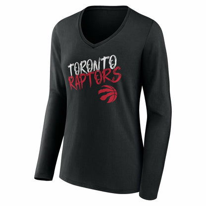 Toronto Raptors Women's Hustle Custom Long Sleeve V-Neck T-Shirt - Black cheap