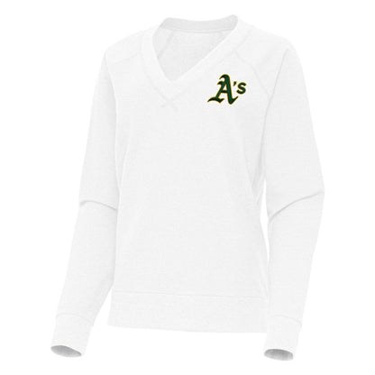 Athletics Antigua Women's Varsity Tri-Blend V-Neck Long Sleeve T-Shirt - White