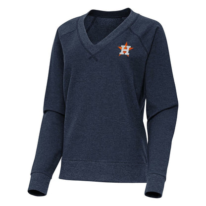 Houston Astros Antigua Women's Varsity Tri-Blend V-Neck Long Sleeve T-Shirt - Heather Navy