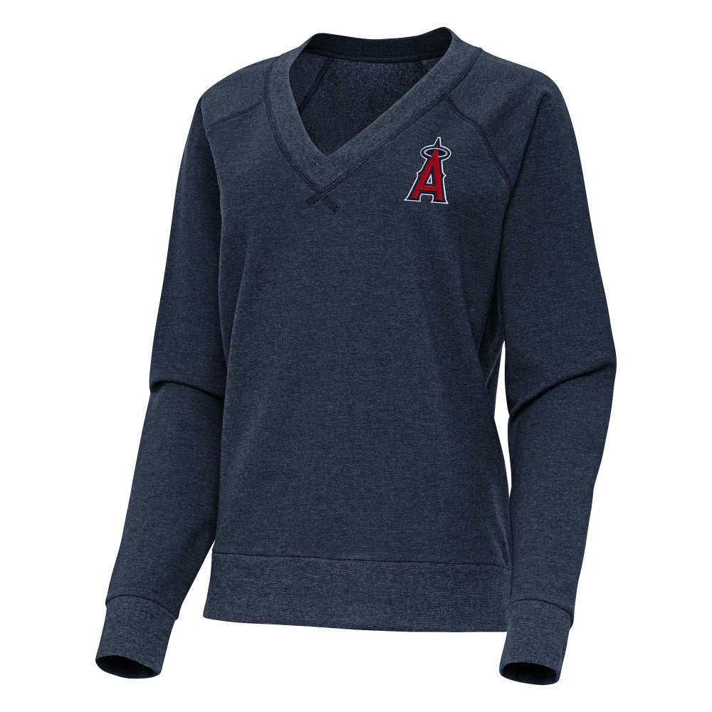 Los Angeles Angels Antigua Women's Varsity Tri-Blend V-Neck Long Sleeve T-Shirt - Heather Navy