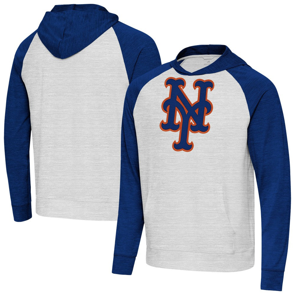 New York Mets Antigua Urgent Pullover Hoodie - Royal/Gray