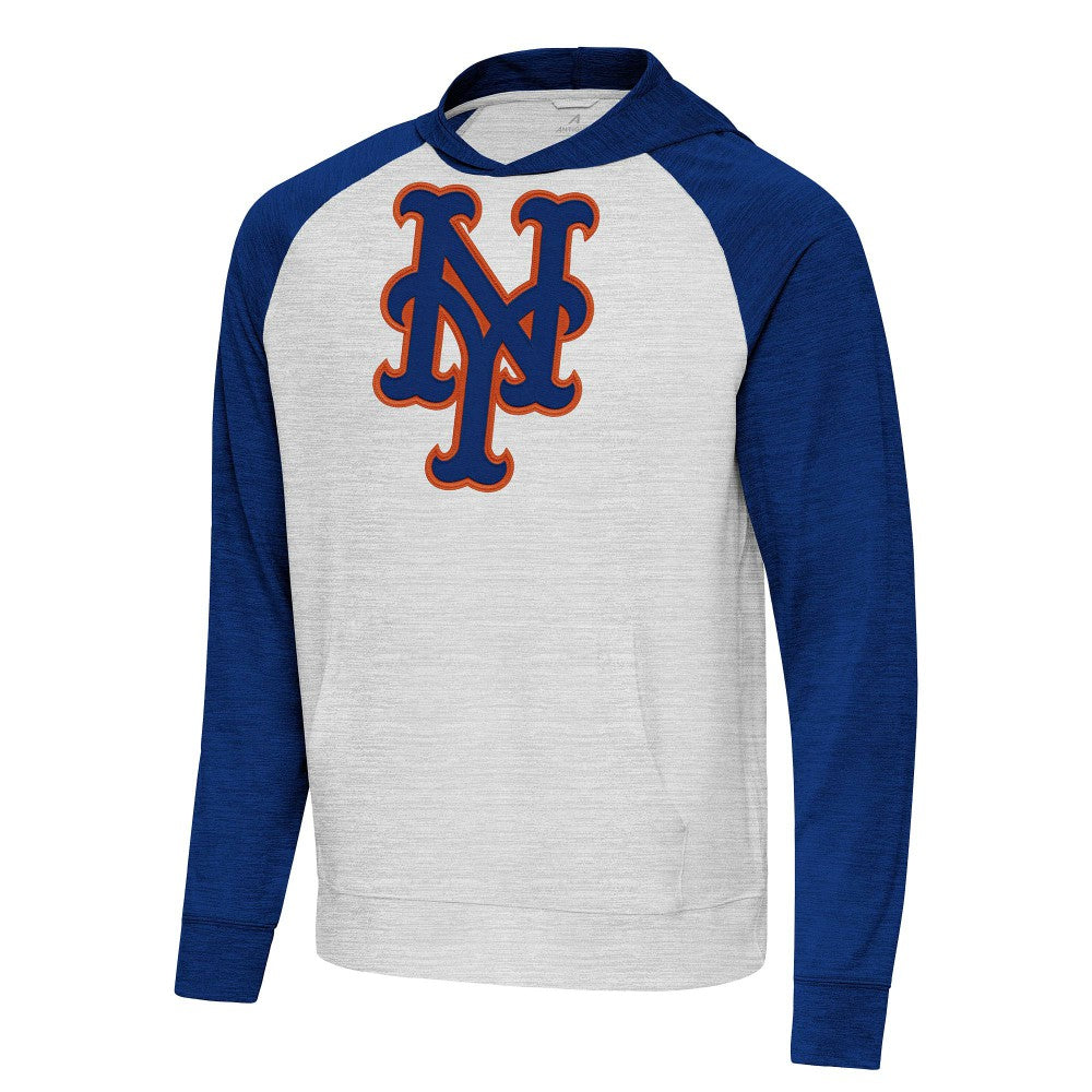 New York Mets Antigua Urgent Pullover Hoodie - Royal/Gray