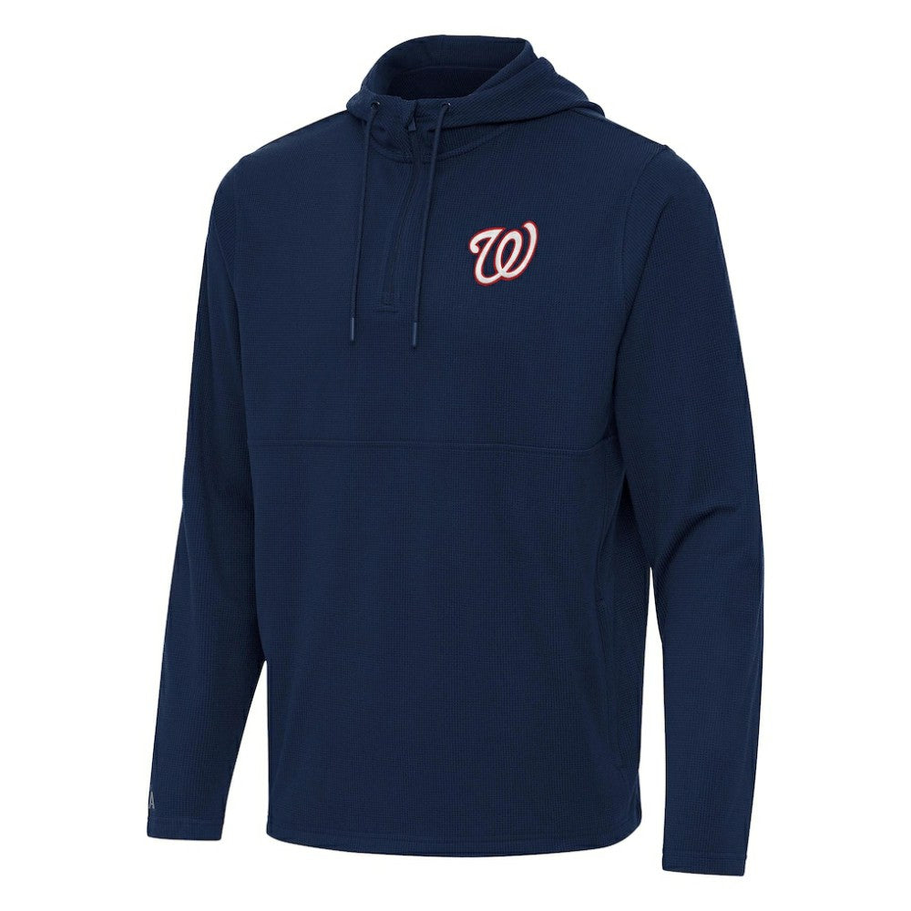 Washington Nationals Antigua Connected Quarter-Zip Pullover Hoodie - Navy