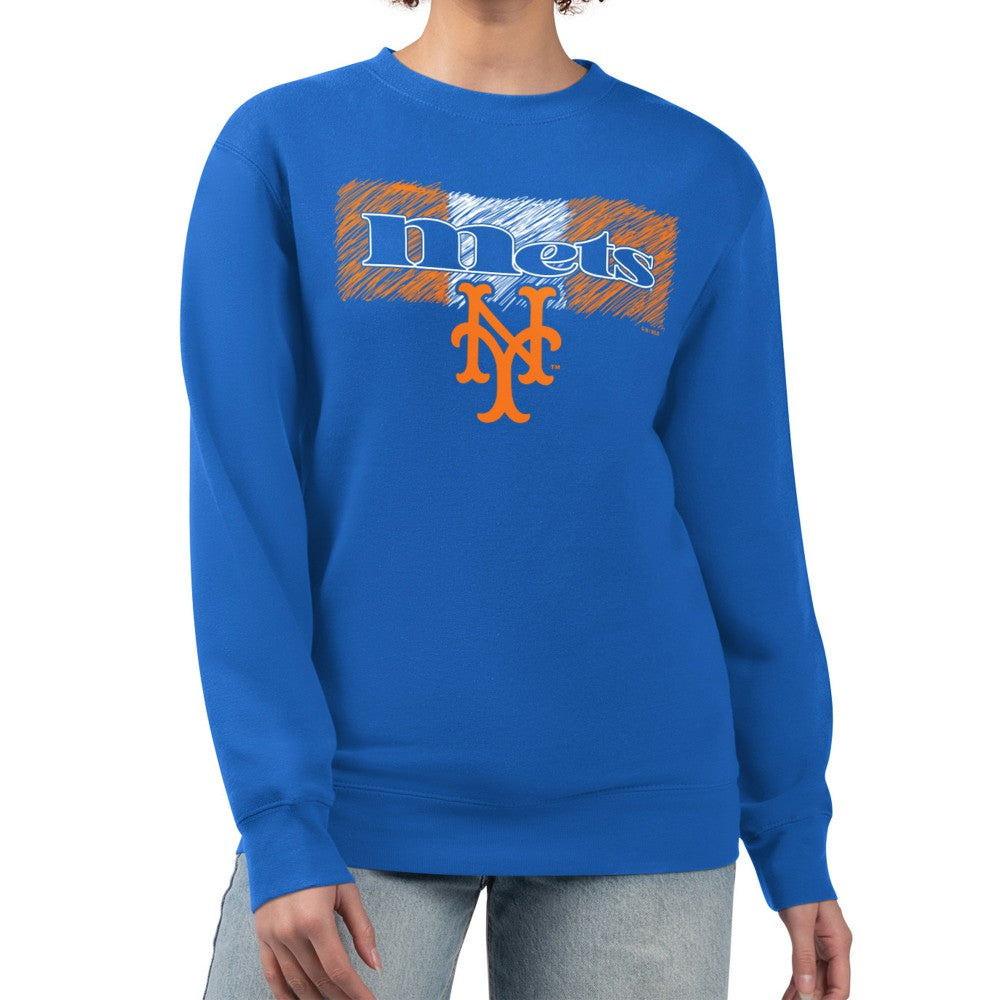 New York Mets Starter Women's Team Color Shading Fleece Pullover Sweatshirt - Royal