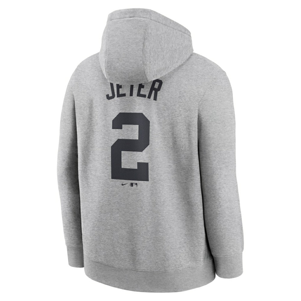 Derek Jeter New York Yankees Player Name & Number Club Fleece Pullover Hoodie - Heather Gray | Nike