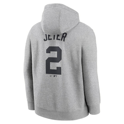Derek Jeter New York Yankees Player Name & Number Club Fleece Pullover Hoodie - Heather Gray | Nike