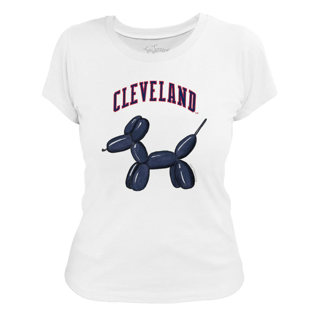 Cleveland Guardians Tiny Turnip Women's Balloon Dog T-Shirt - White