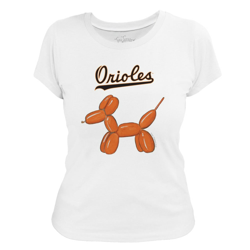Baltimore Orioles Tiny Turnip Women's Balloon Dog T-Shirt - White