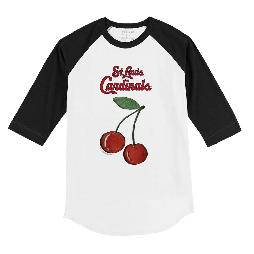 St. Louis Cardinals Tiny Turnip Youth Cherries 3/4-Sleeve Raglan Baseball T-Shirt - White
