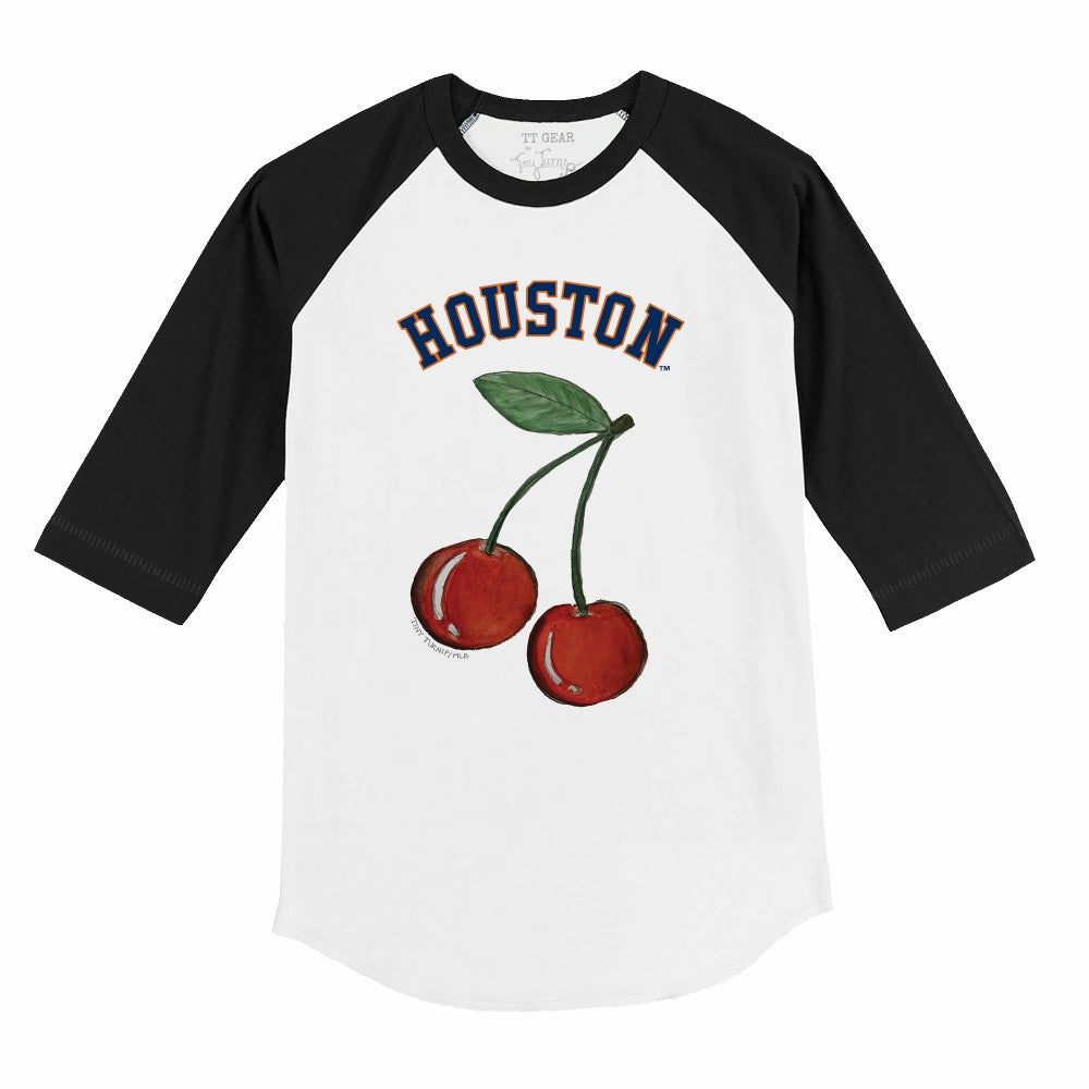 Houston Astros Tiny Turnip Youth Cherries 3/4-Sleeve Raglan Baseball T-Shirt - White