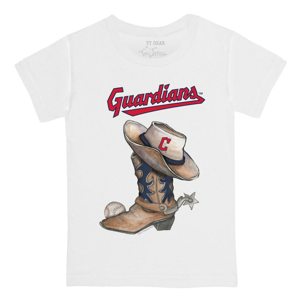 Cleveland Guardians Tiny Turnip Youth Cowboy Boot T-Shirt - White