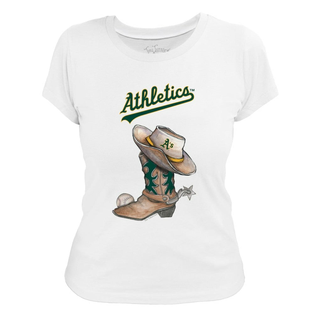 Athletics Tiny Turnip Women's Cowboy Boot T-Shirt - White