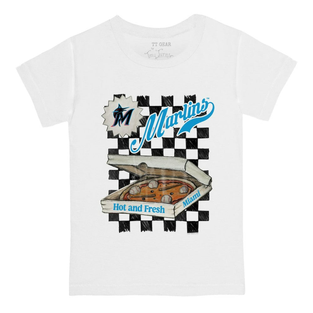 Miami Marlins Tiny Turnip Youth Pizza T-Shirt - White