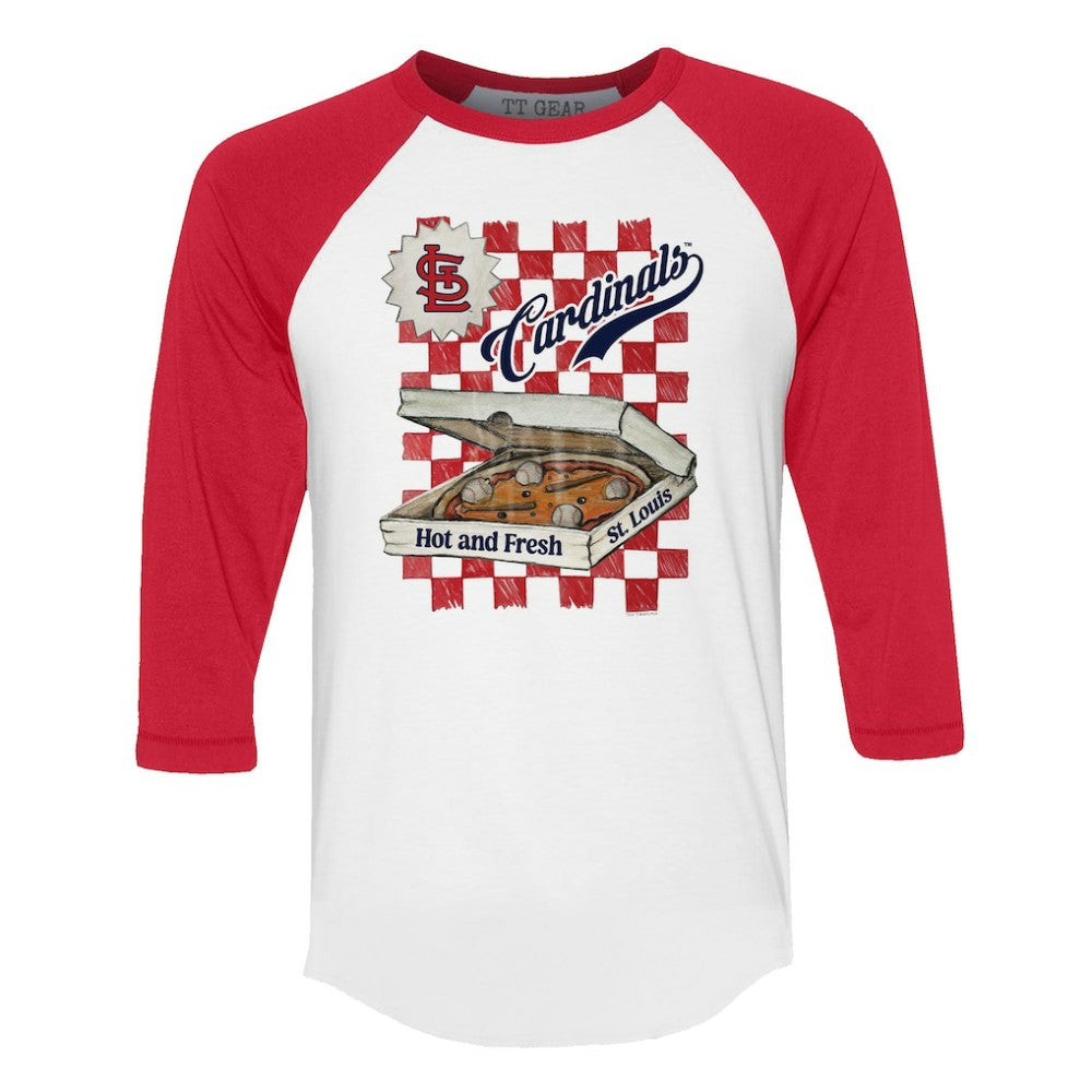 St. Louis Cardinals Tiny Turnip Women's Pizza 3/4-Sleeve Raglan Baseball T-Shirt - White/Red