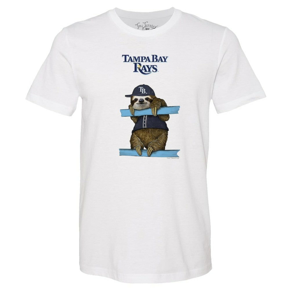 Tampa Bay Rays Tiny Turnip Unisex Sloth T-Shirt - White