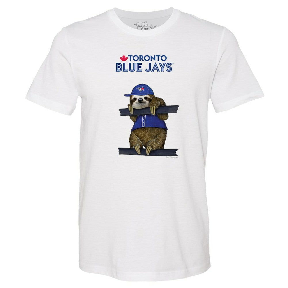 Toronto Blue Jays Tiny Turnip Unisex Sloth T-Shirt - White