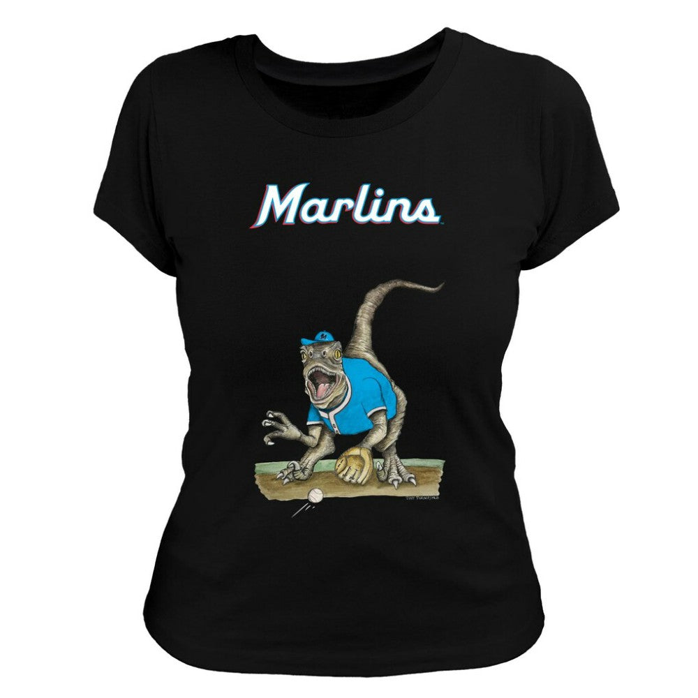 Miami Marlins Tiny Turnip Women's Velociraptor T-Shirt - Black