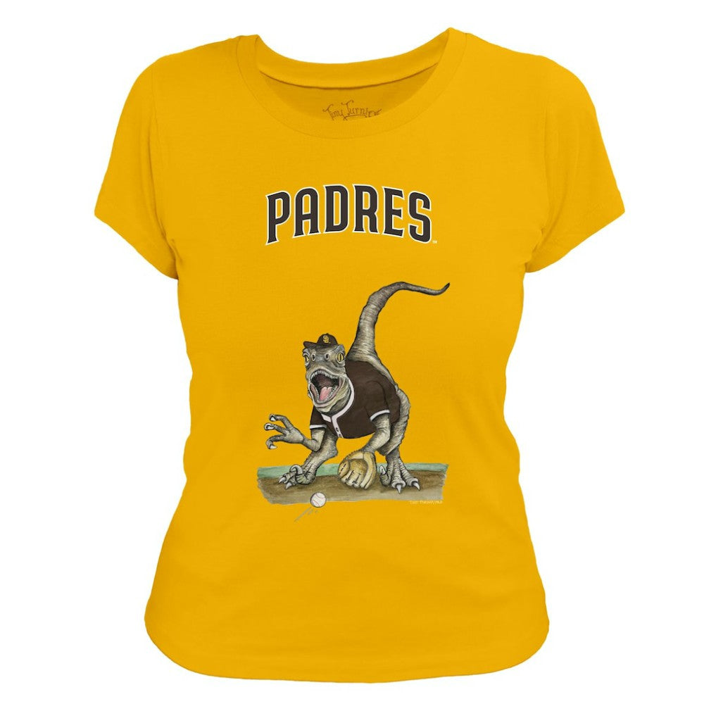 San Diego Padres Tiny Turnip Women's Velociraptor T-Shirt - Gold