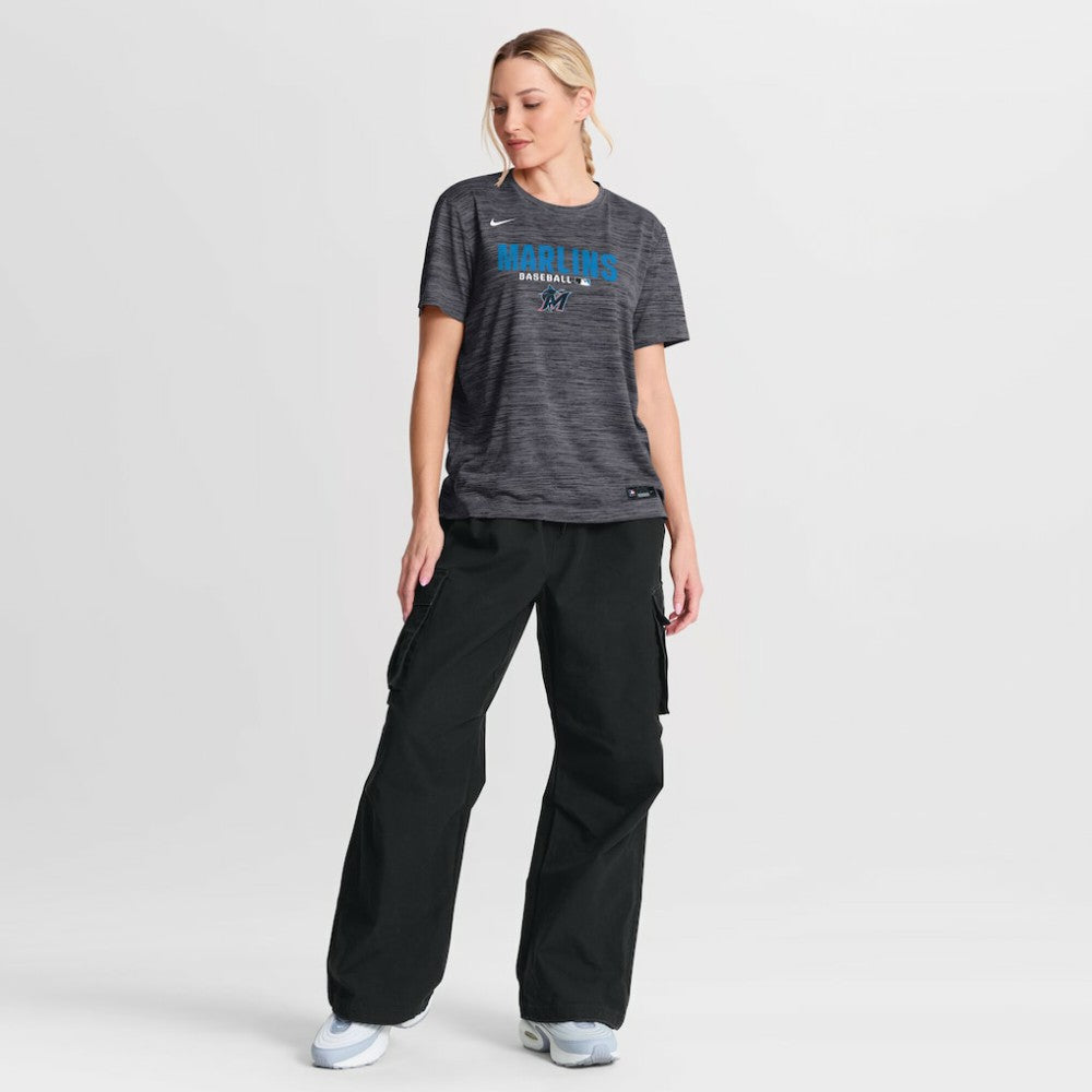 Miami Marlins Women's Authentic Collection Velocity Dri-FIT T-Shirt - Black | Nike