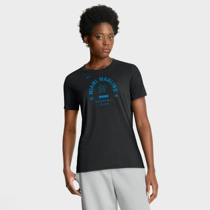 Miami Marlins Women's Authentic Collection Early Work Tri-Blend Dri-FIT T-Shirt - Black | Nike
