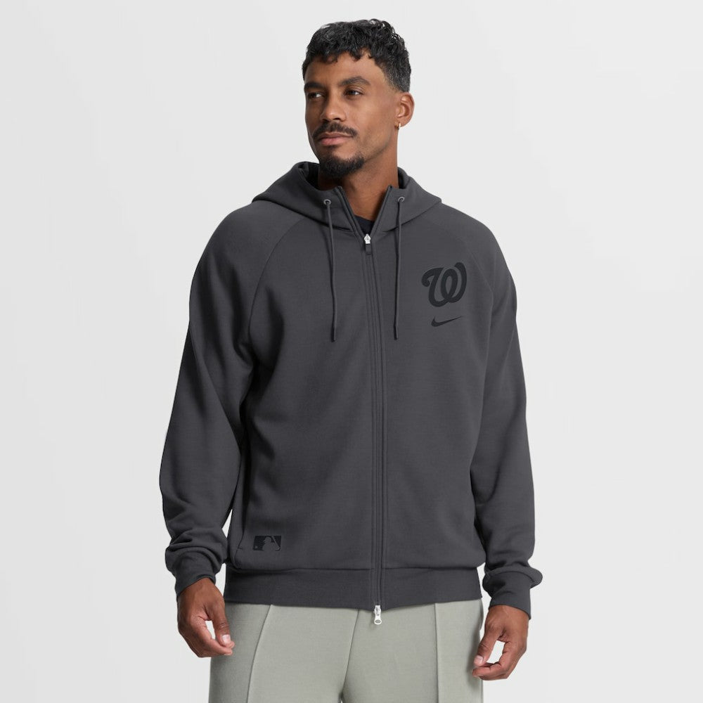 Washington Nationals Authentic Collection Player Raglan Dri-FIT Full-Zip Hoodie - Anthracite | Nike